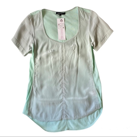 NANETTE LEPORE Mixed Fabric Top NWT $228 Size Small Light Green - Picture 3 of 9